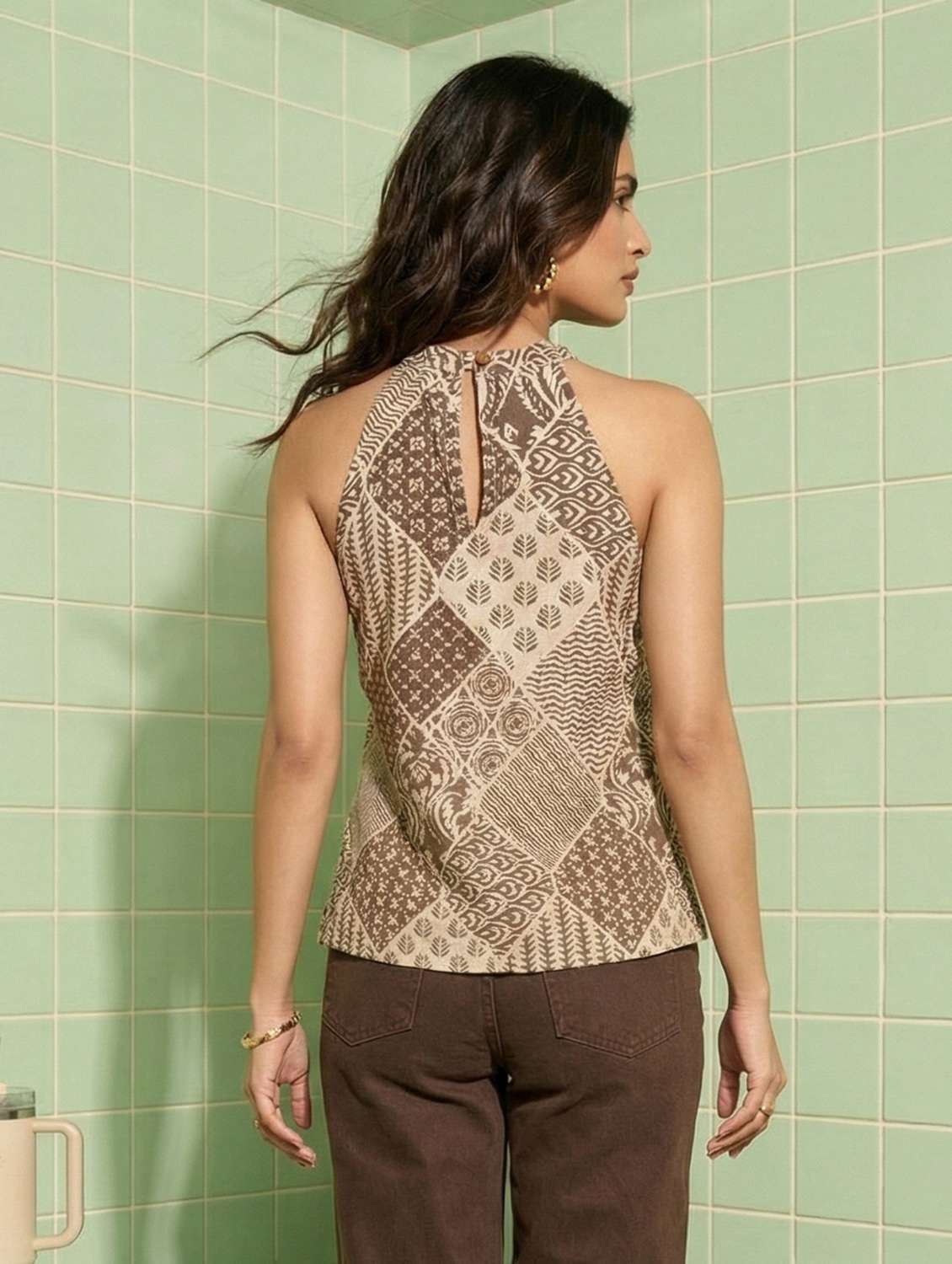 women printed halter neck regular top - 22505269 -  Standard Image - 3