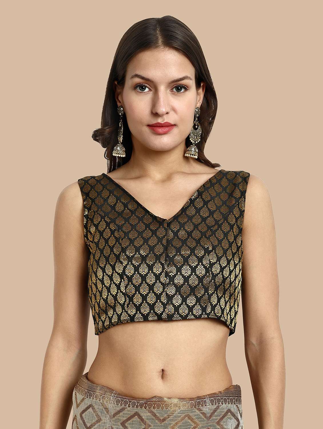 women self design v-neck stitched blouse