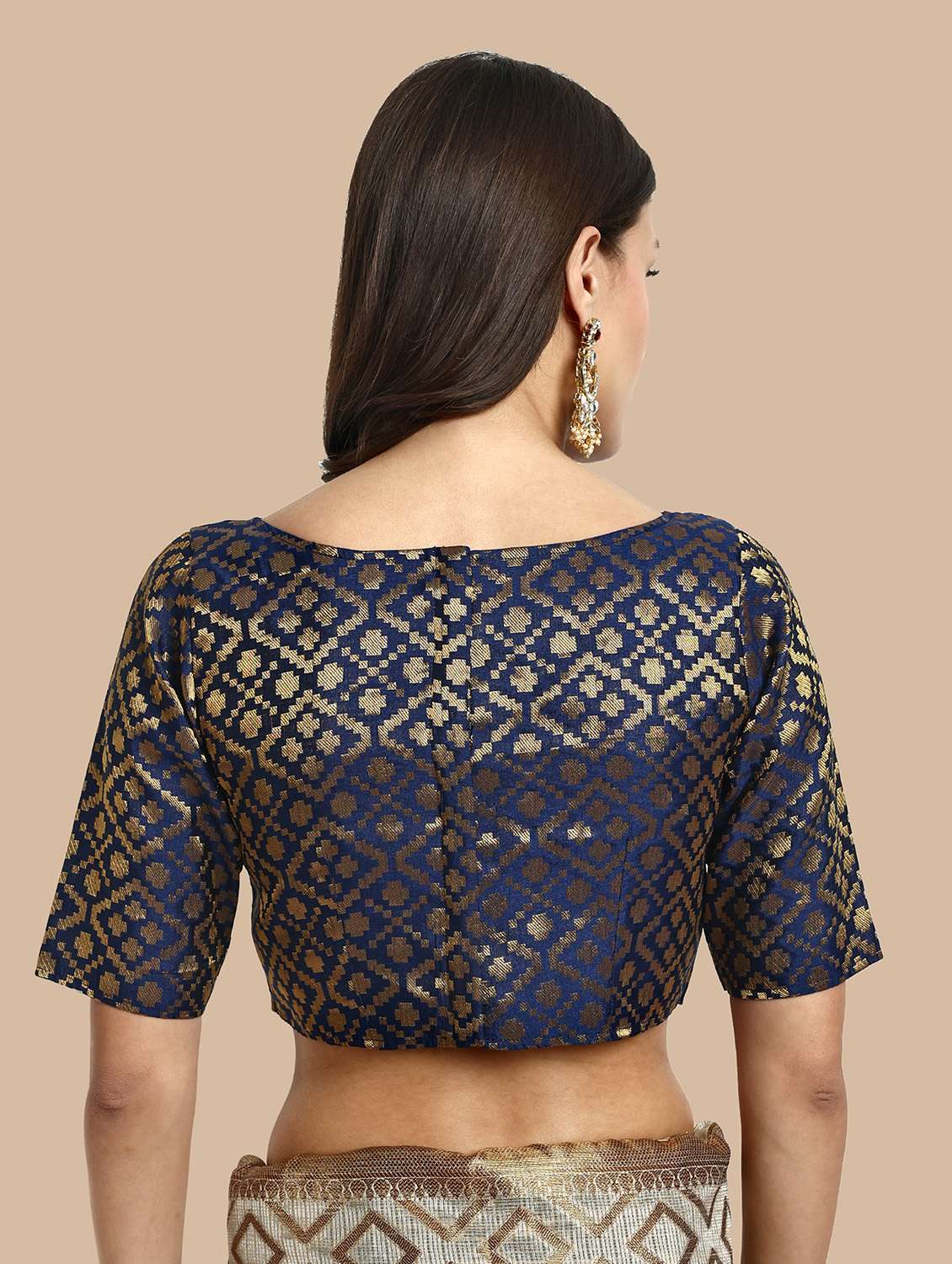 Women Self Design Boat Neck Stitched Blouse - 22505298 -  Standard Image - 3