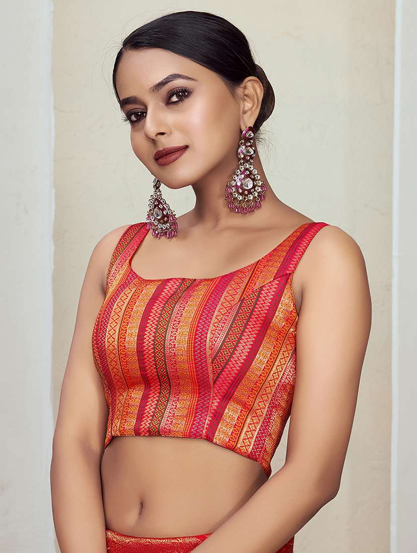 women self design sleeveless stitched blouse
