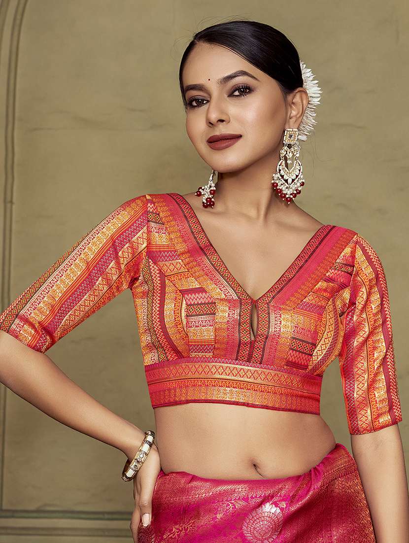 women self design v-neck stitched blouse