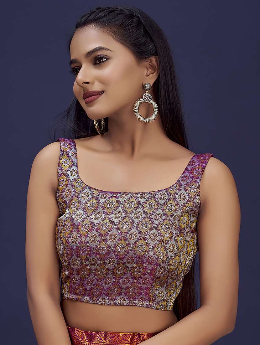 women self design sleeveless stitched blouse