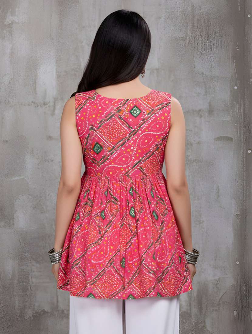 women printed sleeveless flared kurti - 22505308 -  Standard Image - 3