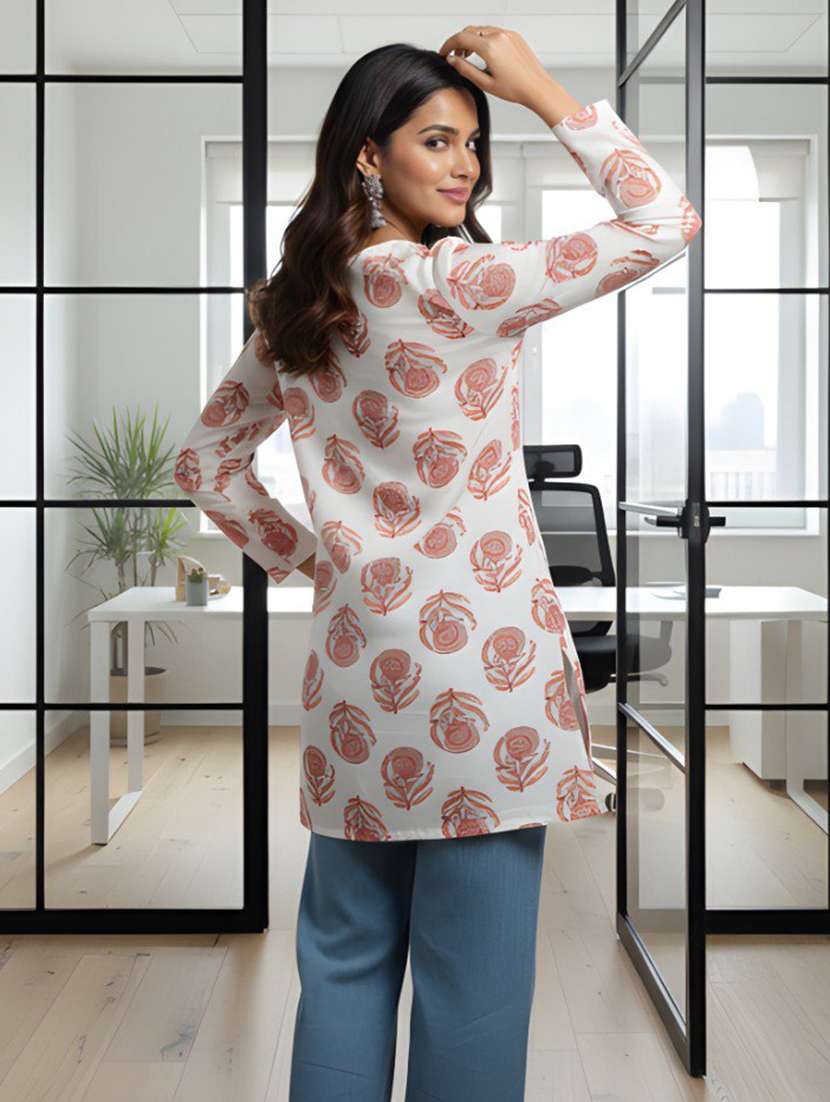 women printed long sleeve straight kurti - 22505315 -  Standard Image - 3