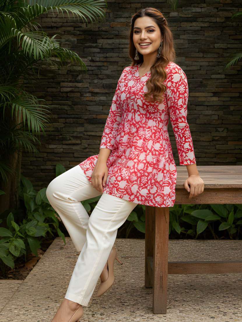 women printed long sleeve flared kurti - 22505318 -  Standard Image - 3