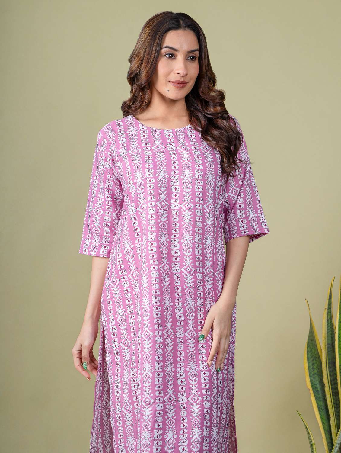 women printed round neck straight kurta - 22505363 -  Standard Image - 5