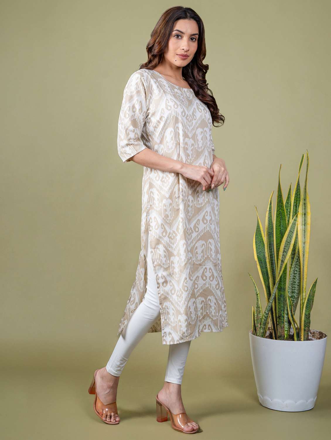 women printed round neck straight kurta - 22505364 -  Standard Image - 3