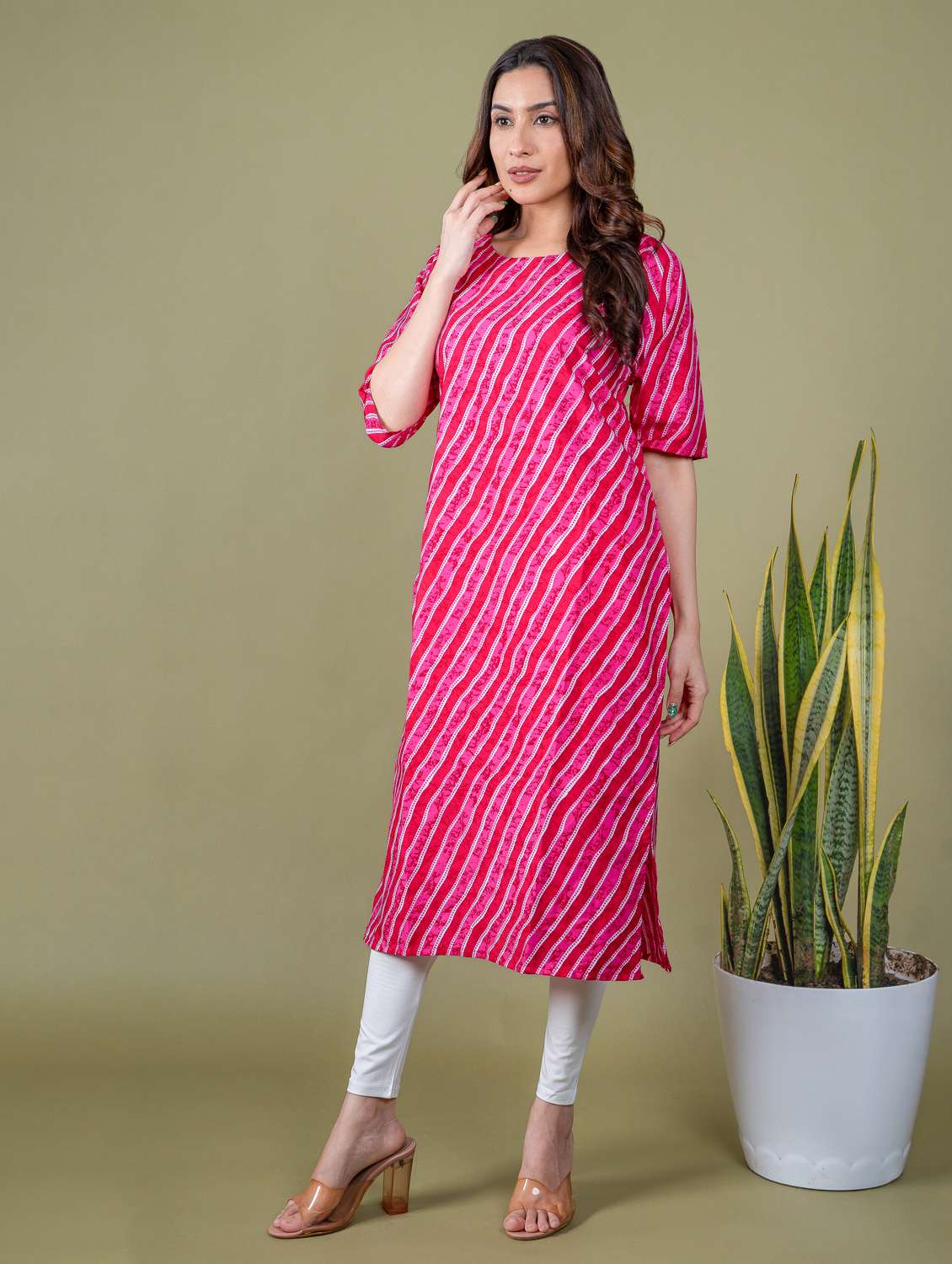 women printed round neck straight kurta - 22505369 -  Standard Image - 3