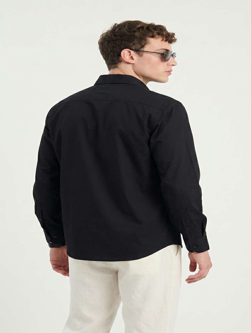 Men Solid Long Sleeve Regular Fit Casual Shirt - 22505392 -  Standard Image - 3
