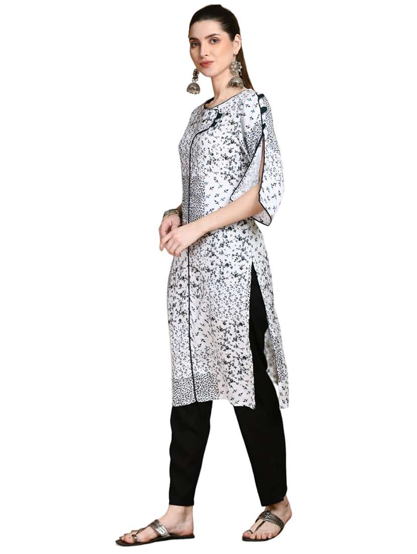 women printed round neck three quarter sleeve kurta - 22505396 -  Standard Image - 5