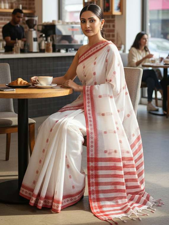 women self design handloom saree with blouse - 22505435 -  Standard Image - 3