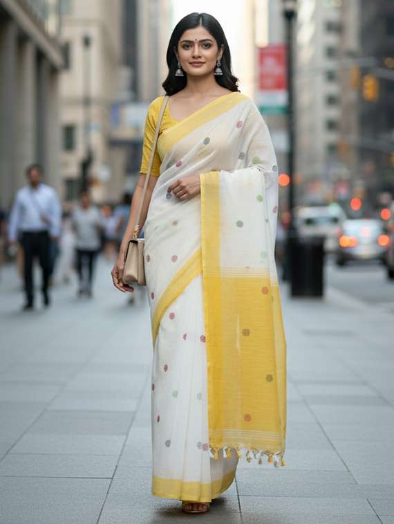women self design handloom saree with blouse