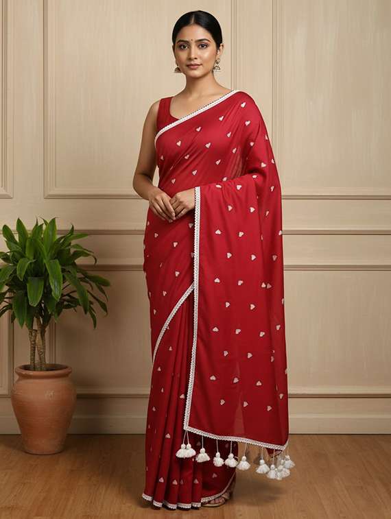 women solid with work handloom saree with blouse
