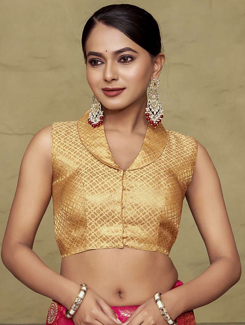 women self design sleeveless stitched blouse