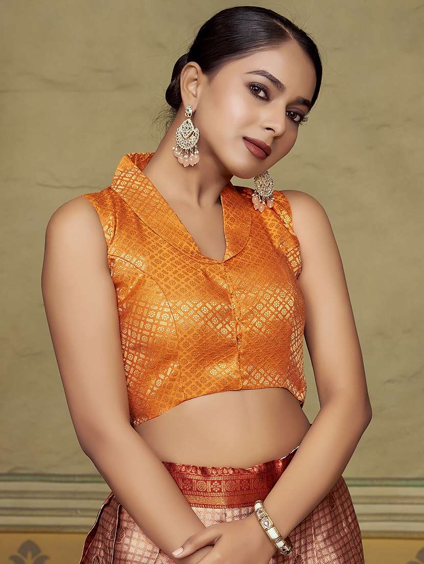 women self design sleeveless stitched blouse
