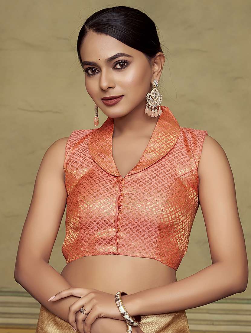 women self design sleeveless stitched blouse