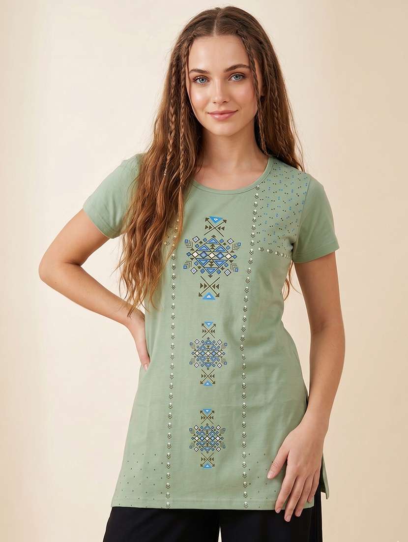 women printed short sleeve lounge wear t-shirt