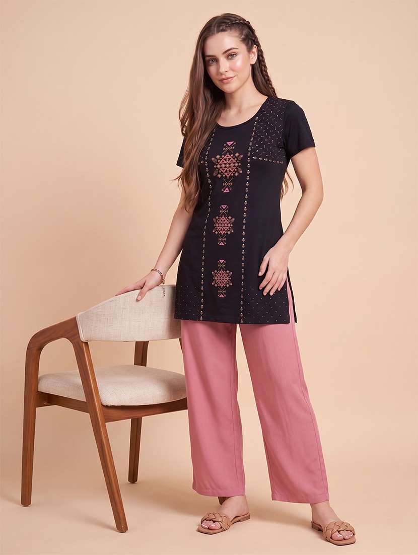 women printed short sleeve lounge wear t-shirt