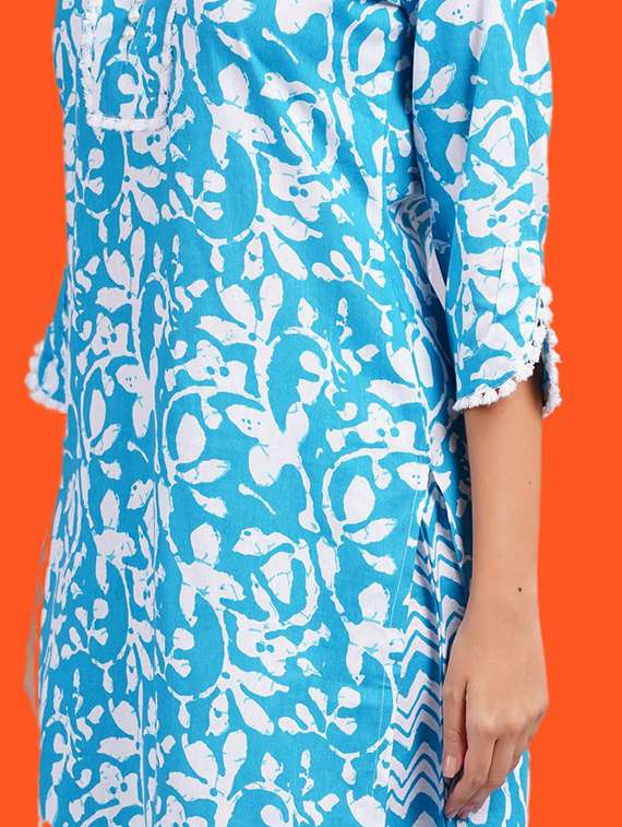 Women Printed Three Quarter Sleeve Kurta Pant Set - 22505854 -  Standard Image - 3