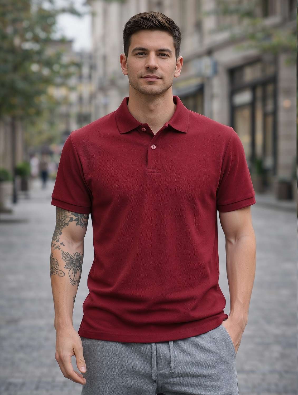 men solid short sleeve regular fit polo t-shirt