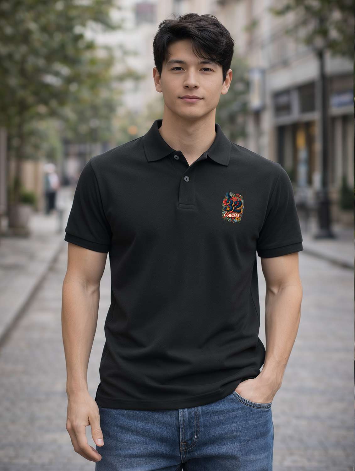 men logo print short sleeve regular fit polo t-shirt