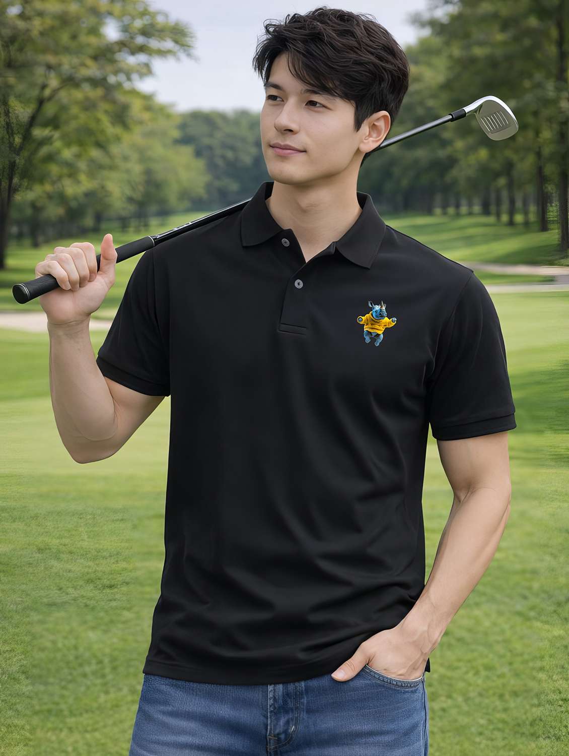 men logo print short sleeve regular fit polo t-shirt