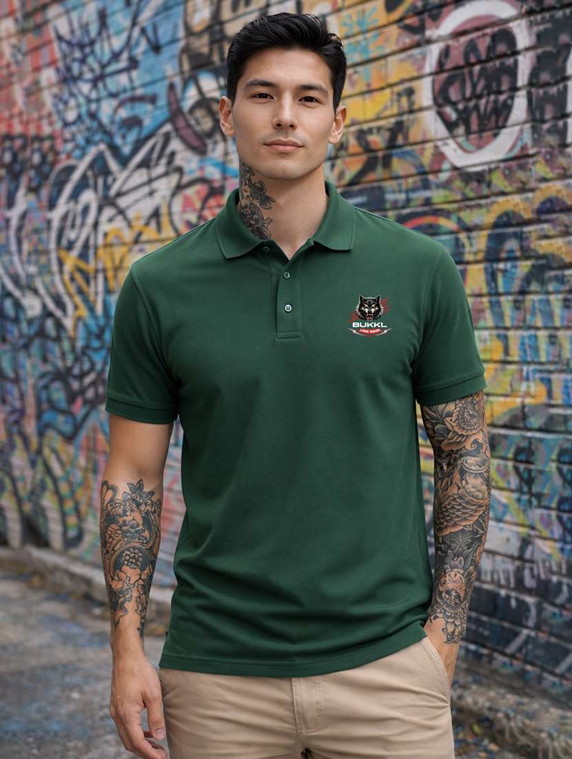 men logo print short sleeve regular fit polo t-shirt