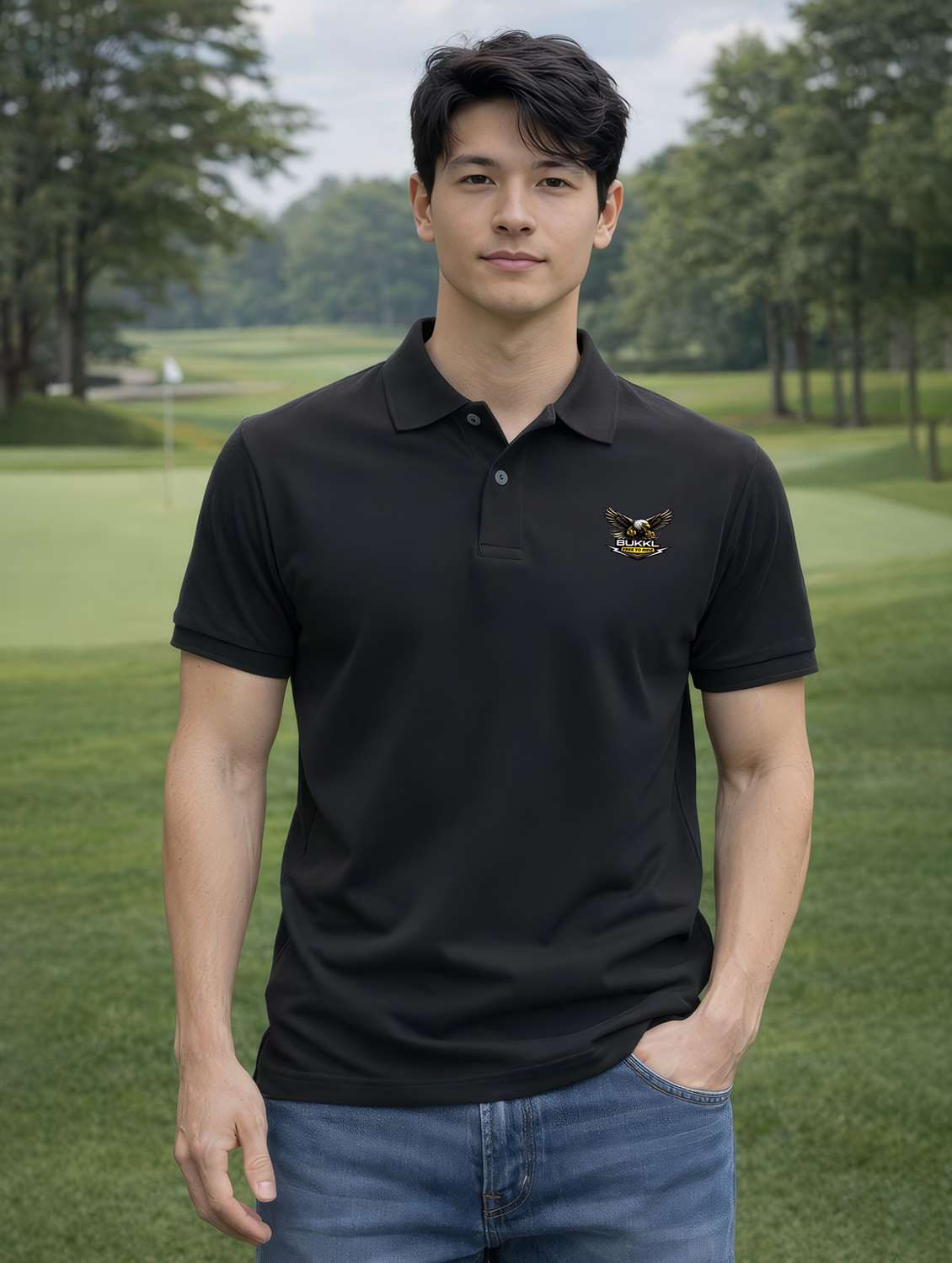 men logo print short sleeve regular fit polo t-shirt
