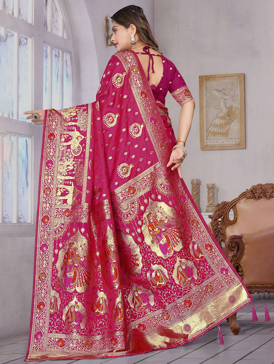 women self design banarasi saree with blouse - 22505959 -  Standard Image - 3