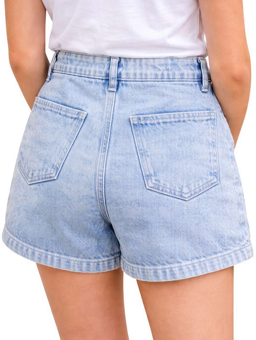girls solid mid rise casual shorts - 22505977 -  Standard Image - 3