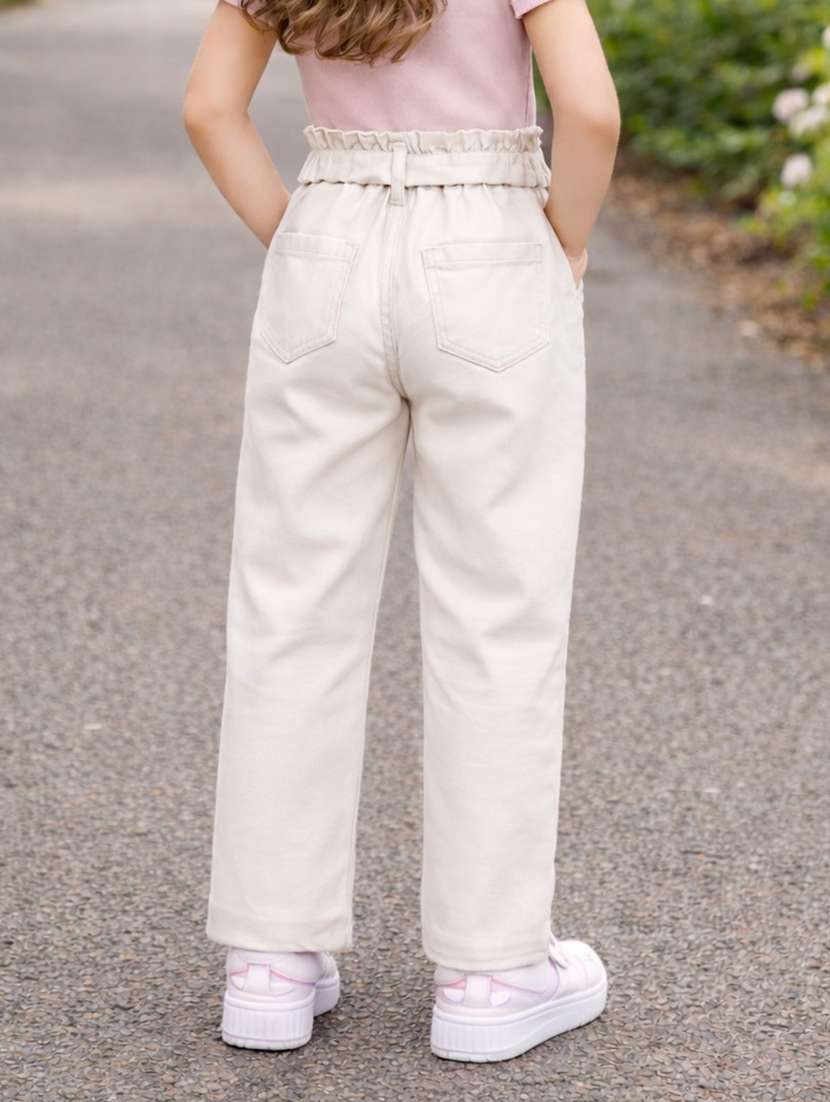 girls solid mid rise trouser - 22505981 -  Standard Image - 3