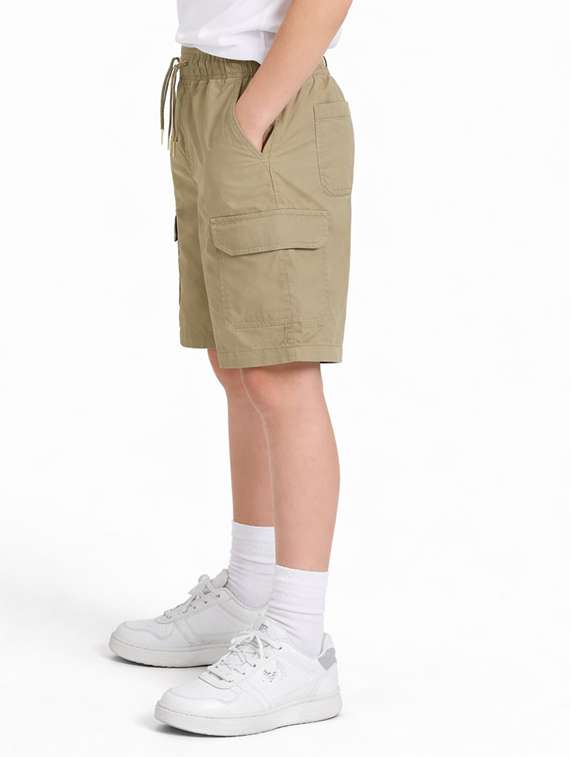 boys solid mid rise cargo shorts - 22505983 -  Standard Image - 3
