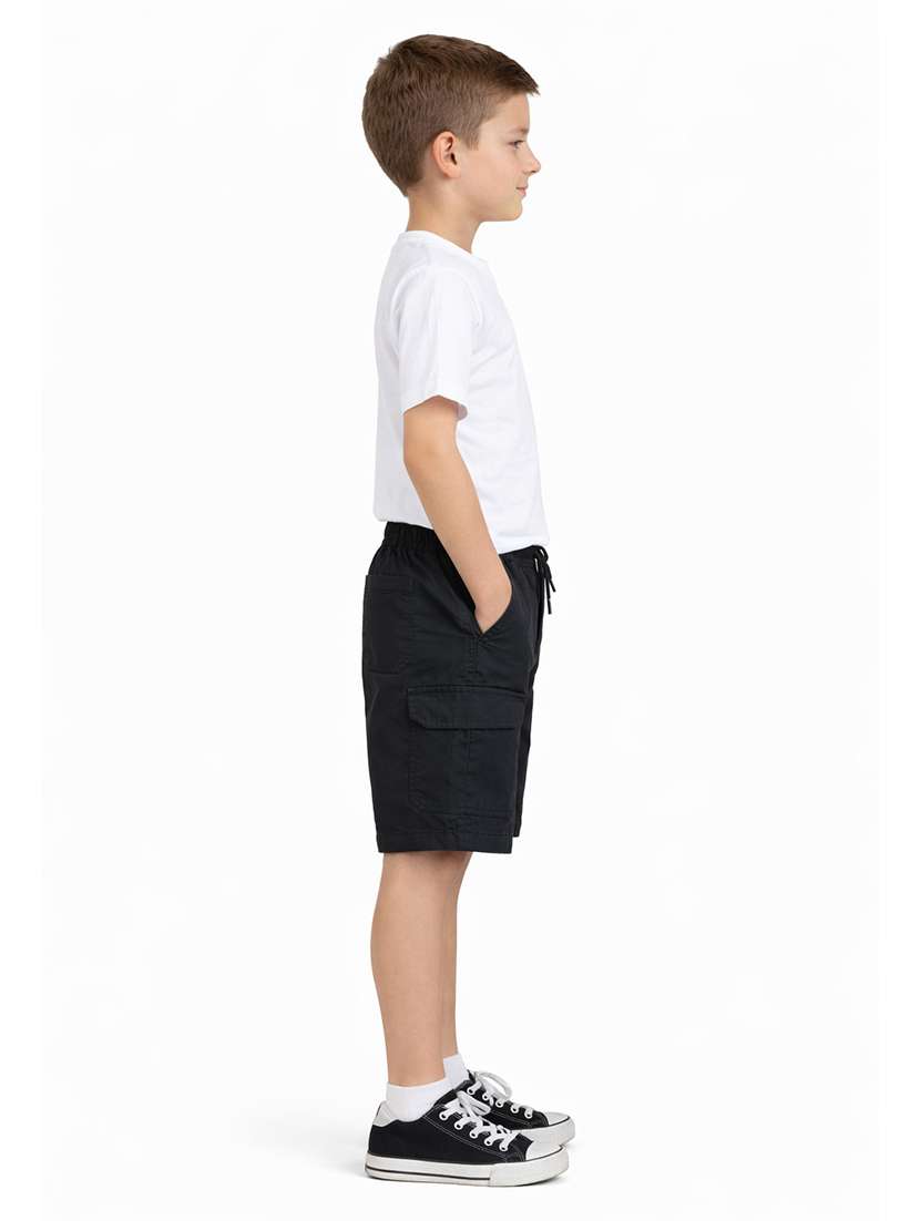 boys solid mid rise cargo shorts - 22505984 -  Standard Image - 3