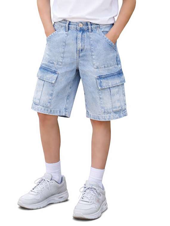 boys washed mid rise cargo shorts