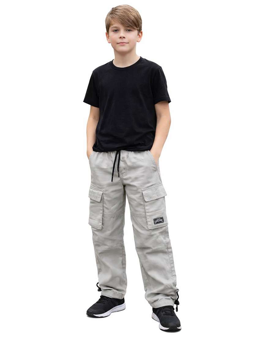 boys solid mid rise cargo pant - 22505988 -  Standard Image - 3
