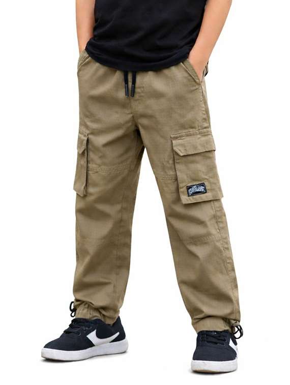 boys solid mid rise cargo pant