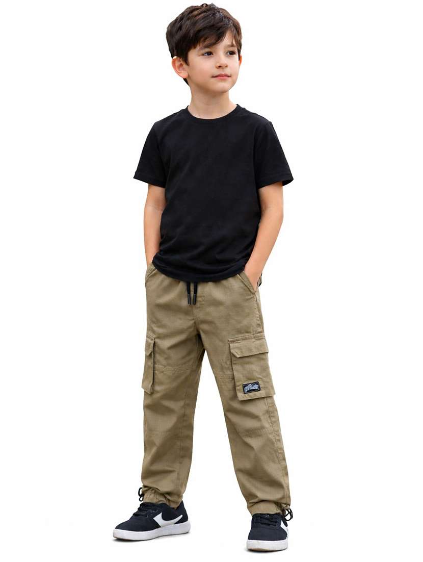boys solid mid rise cargo pant - 22505991 -  Standard Image - 3