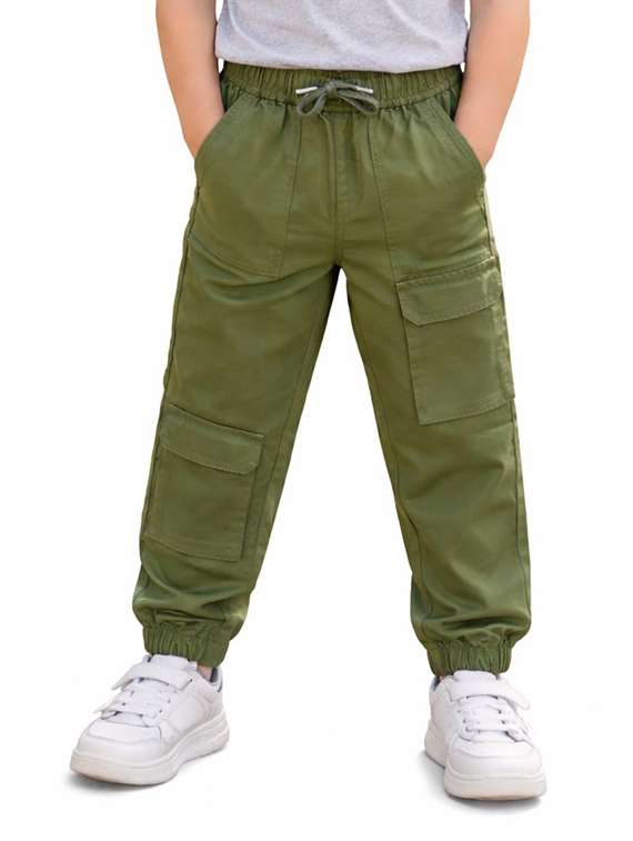 boys solid mid rise cargo pant