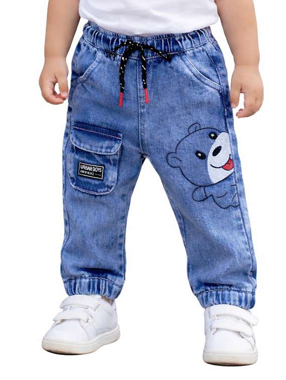 boys washed mid rise jogger fit jeans