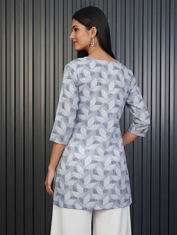 women printed three quarter sleeve straight kurti - 22506410 -  Standard Image - 3