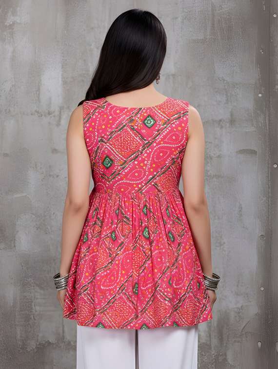 women printed sleeveless flared kurti - 22506412 -  Standard Image - 3
