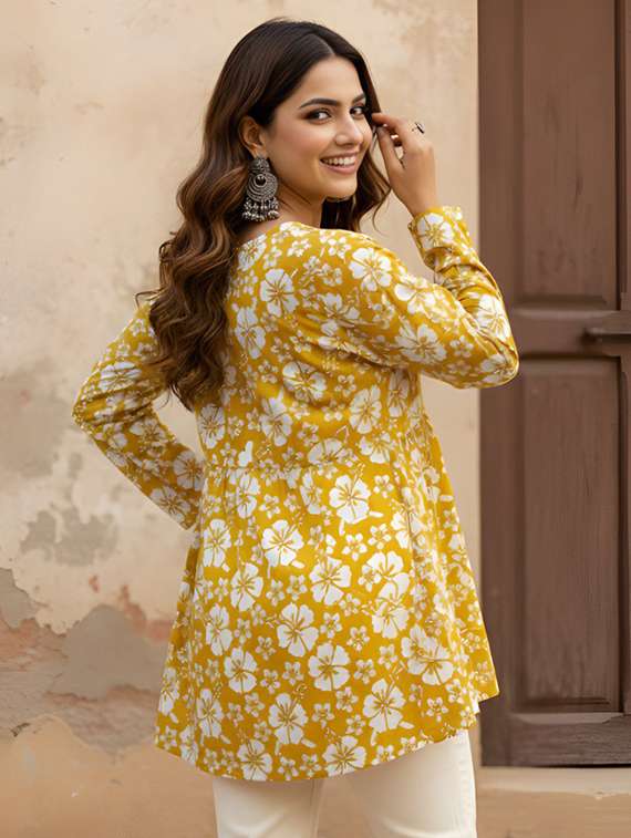 women printed v neck a-line kurti - 22506425 -  Standard Image - 3