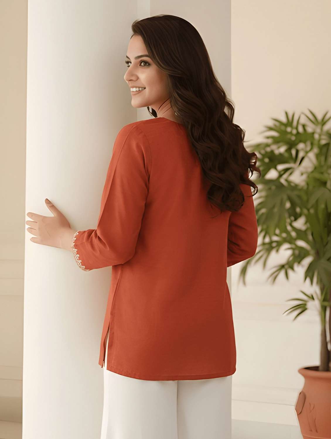 women embroidered notch neck straight kurti - 22506426 -  Standard Image - 3