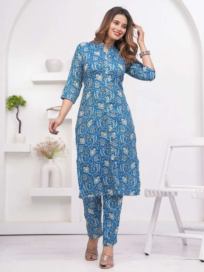 women printed three quarter sleeve kurta pant set - 22507473 -  Standard Image - 5
