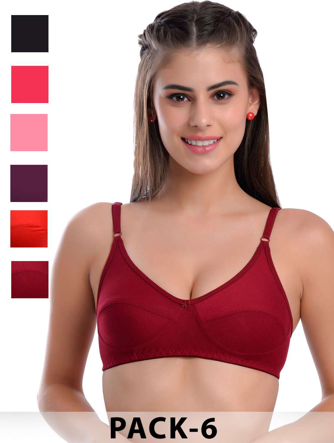 women pack of 6 non padded regular bra