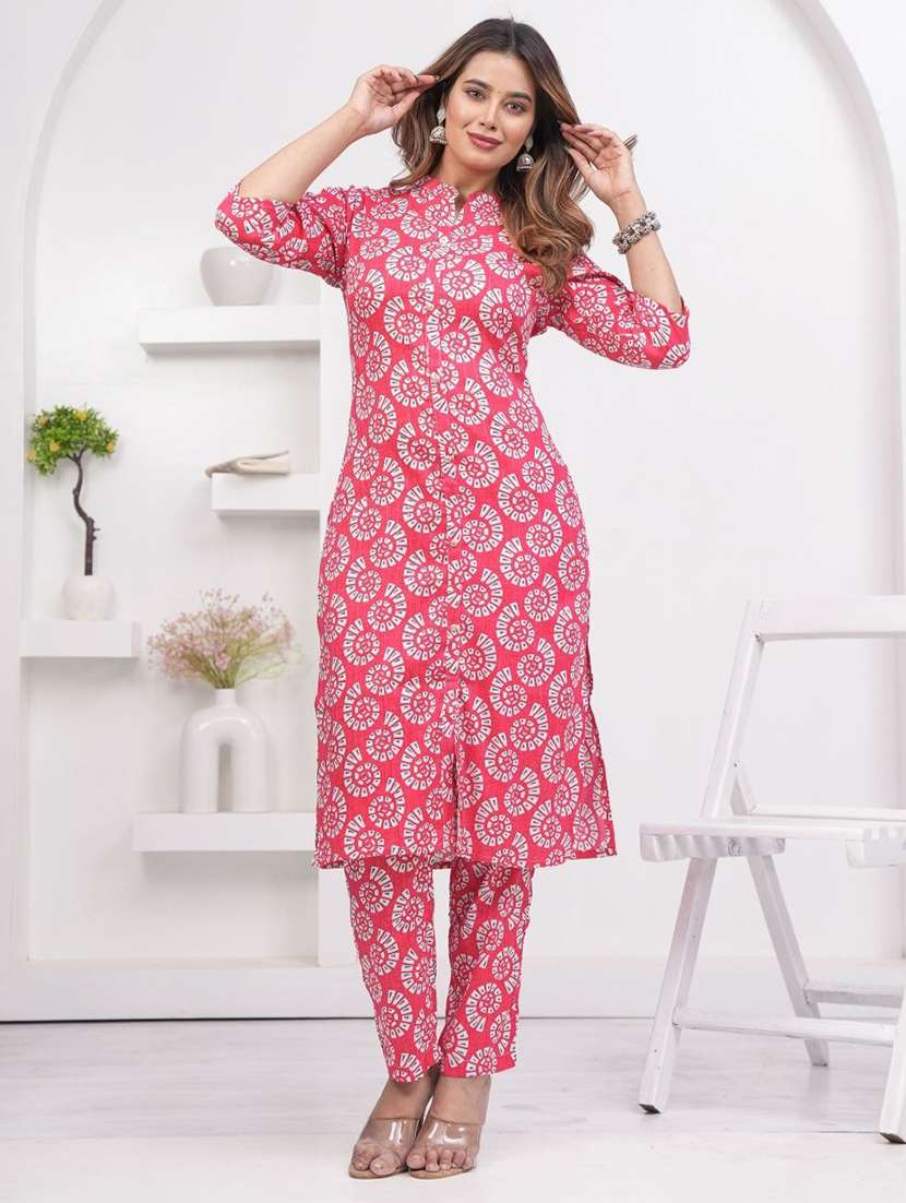 women printed three quarter sleeve kurta pant set - 22507538 -  Standard Image - 5