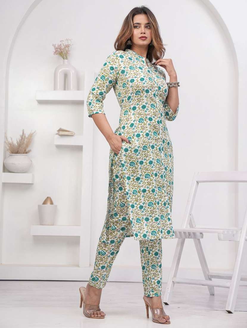 women printed three quarter sleeve kurta pant set - 22507544 -  Standard Image - 5