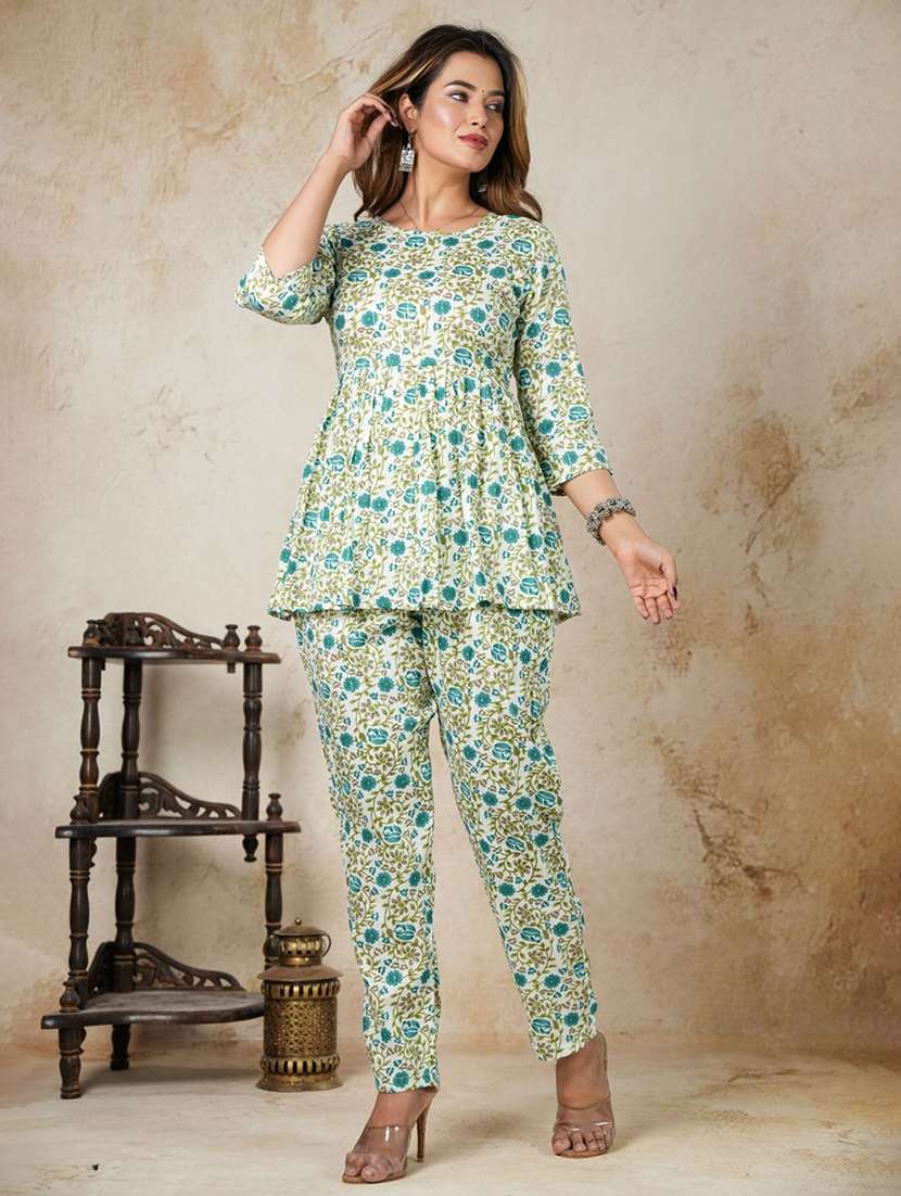 women floral printed round neck top and trouser co-ord set - 22507550 -  Standard Image - 3