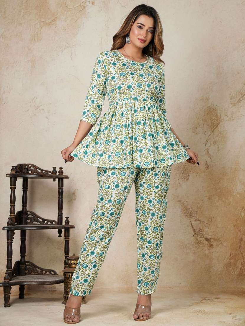 women floral printed round neck top and trouser co-ord set - 22507550 -  Standard Image - 5