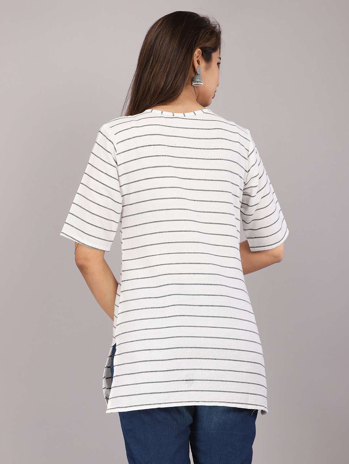 women printed round neck regular long top - 22507578 -  Standard Image - 3